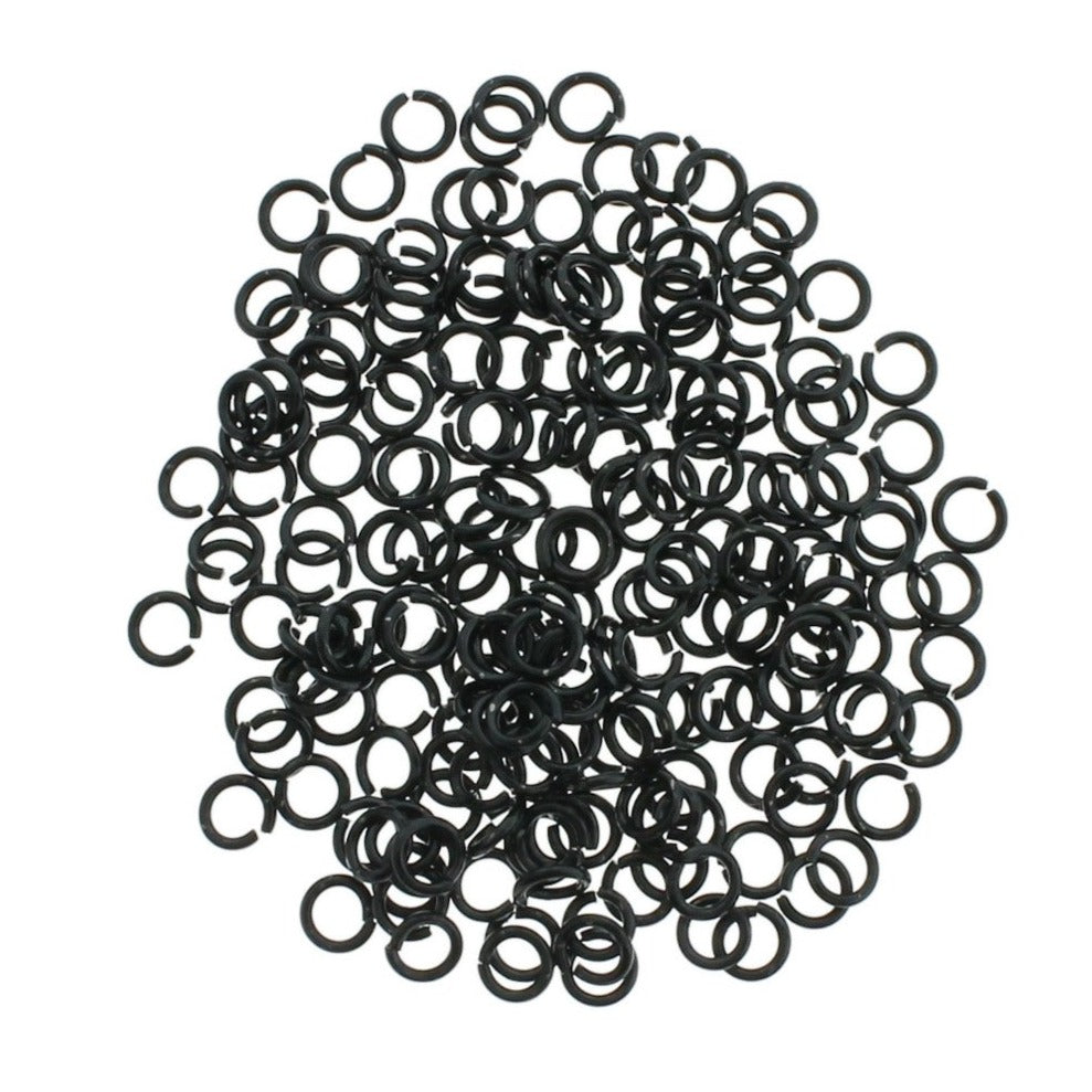 Black Jump Rings 4mm x 0.7mm - Open 21 Gauge - 200 Rings - J127