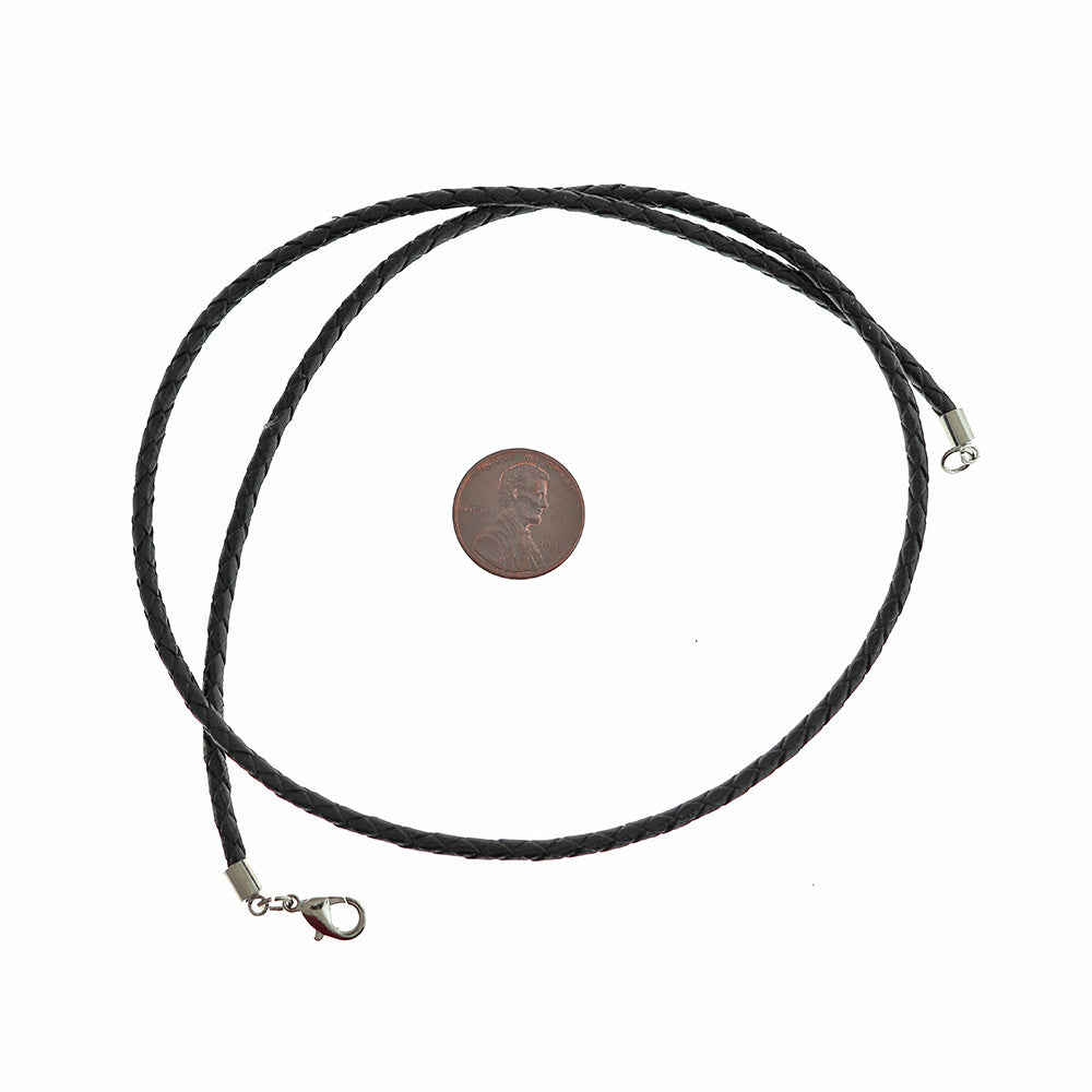 Black Polyester Cord Necklace 21" - 3mm - Choose Your Quantity!