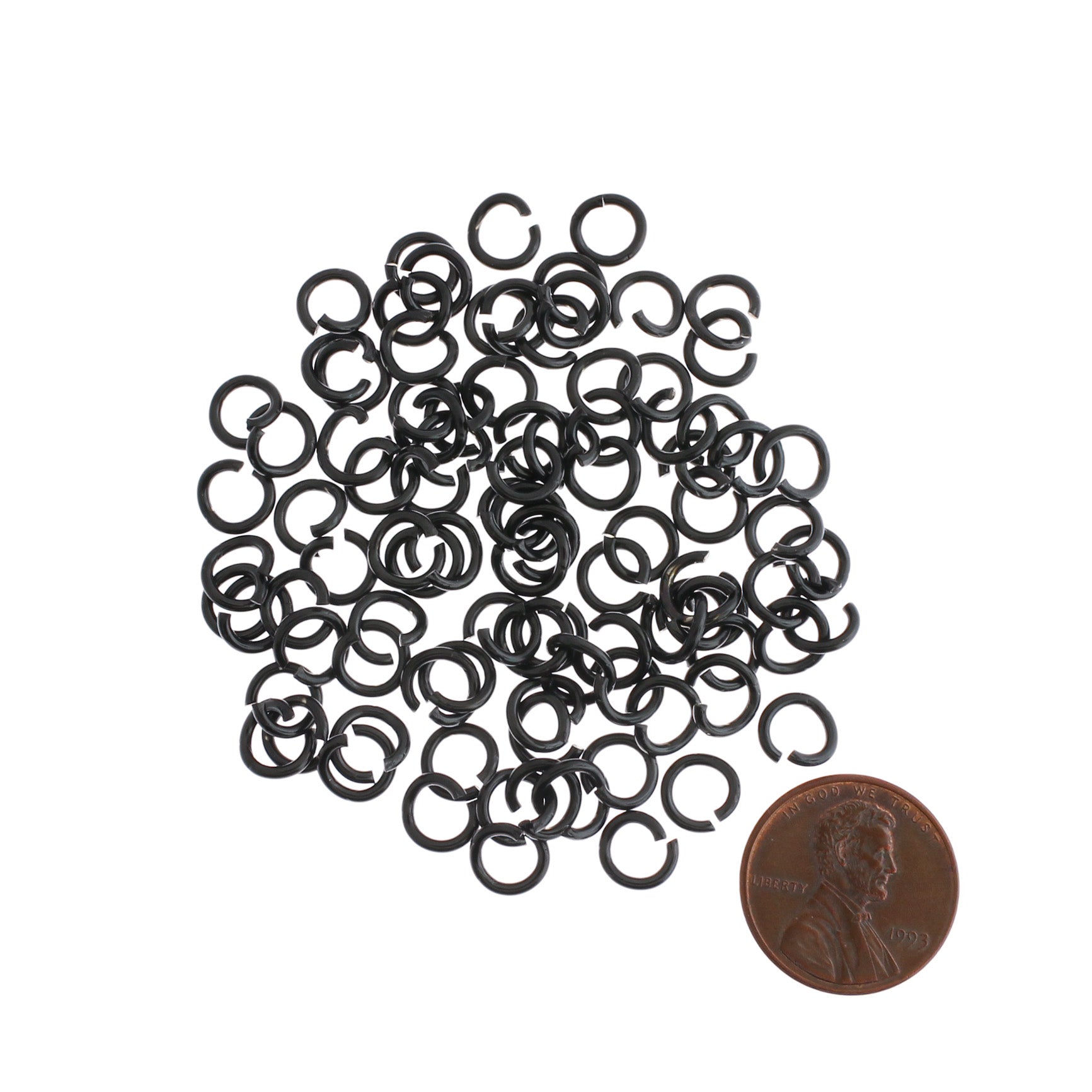 Black Stainless Steel Jump Rings 7mm x 1mm - Open 18 Gauge - 100 Rings - SS108