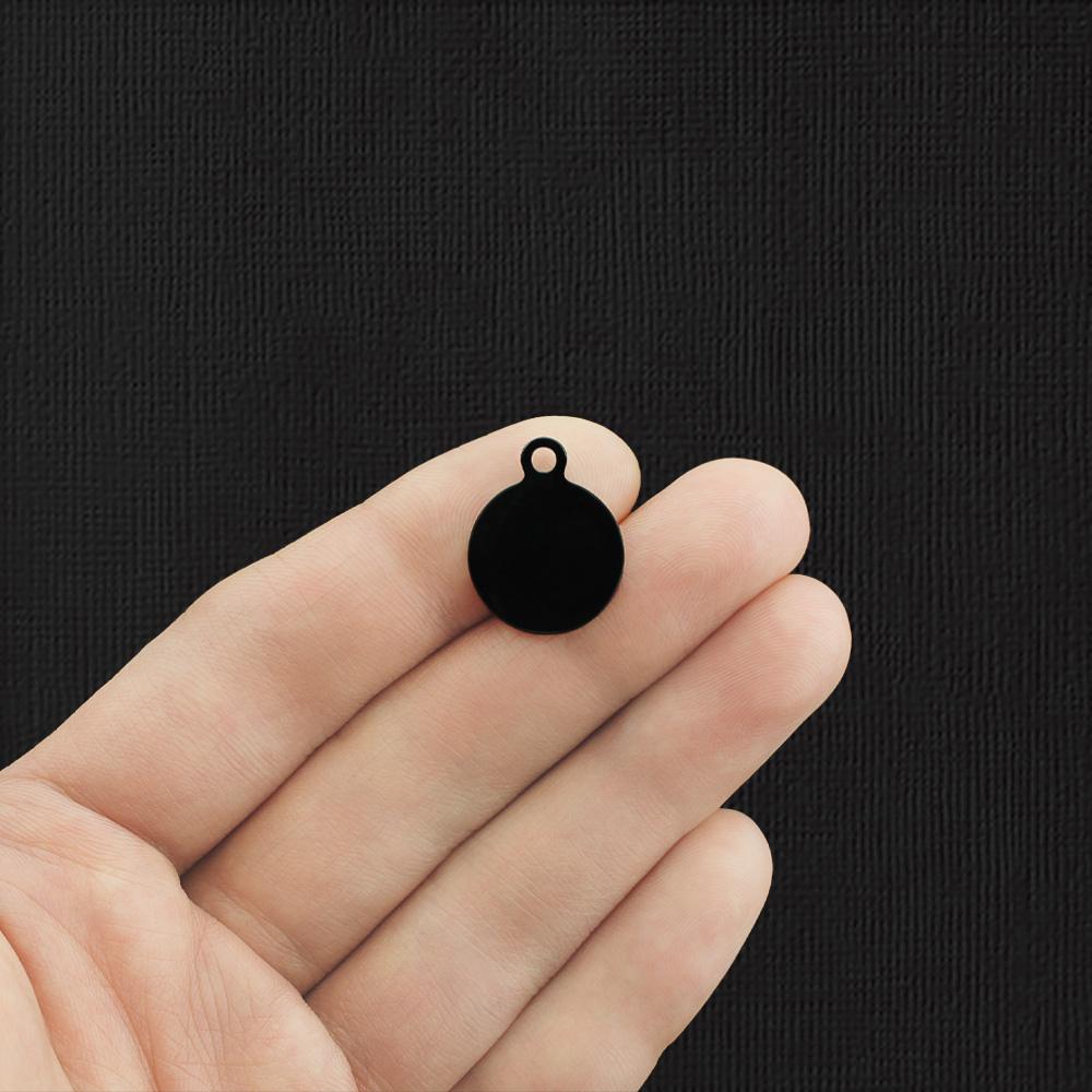 Charmes de lettres en acier inoxydable noir - Alphabet complet 26 lettres - Alphabet de script majuscule - Petite taille - ALPHA3200BFSBK