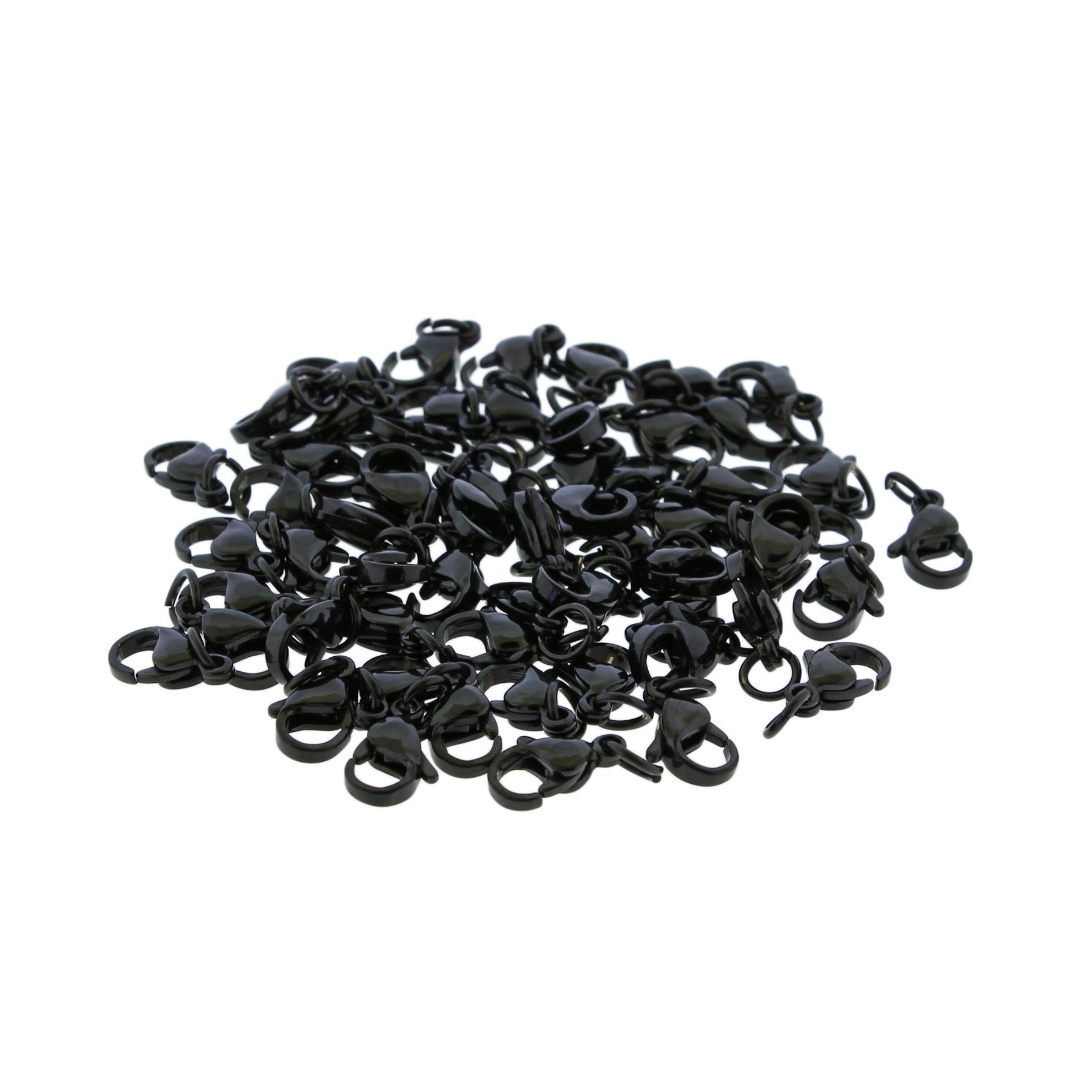 Black Stainless Steel Lobster Clasps 11mm x 7mm - 10 Clasps - FF299
