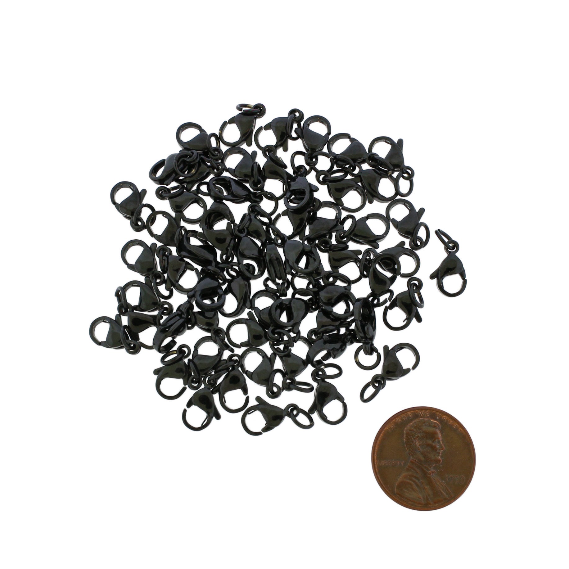 Black Stainless Steel Lobster Clasps 11mm x 7mm - 10 Clasps - FF299
