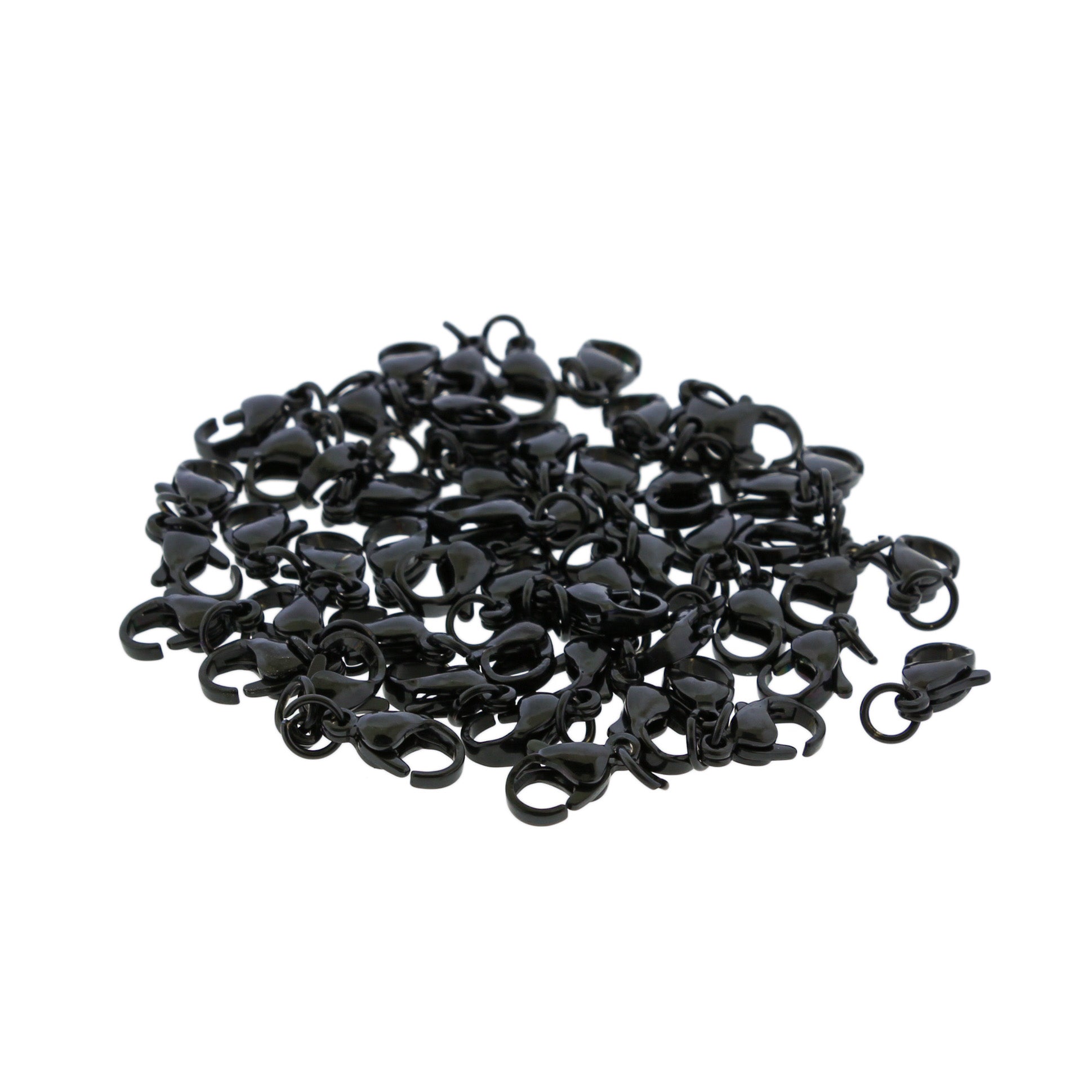 Fermoirs Homard Acier Inoxydable Noir 12mm x 7mm - 10 Fermoirs - FF298