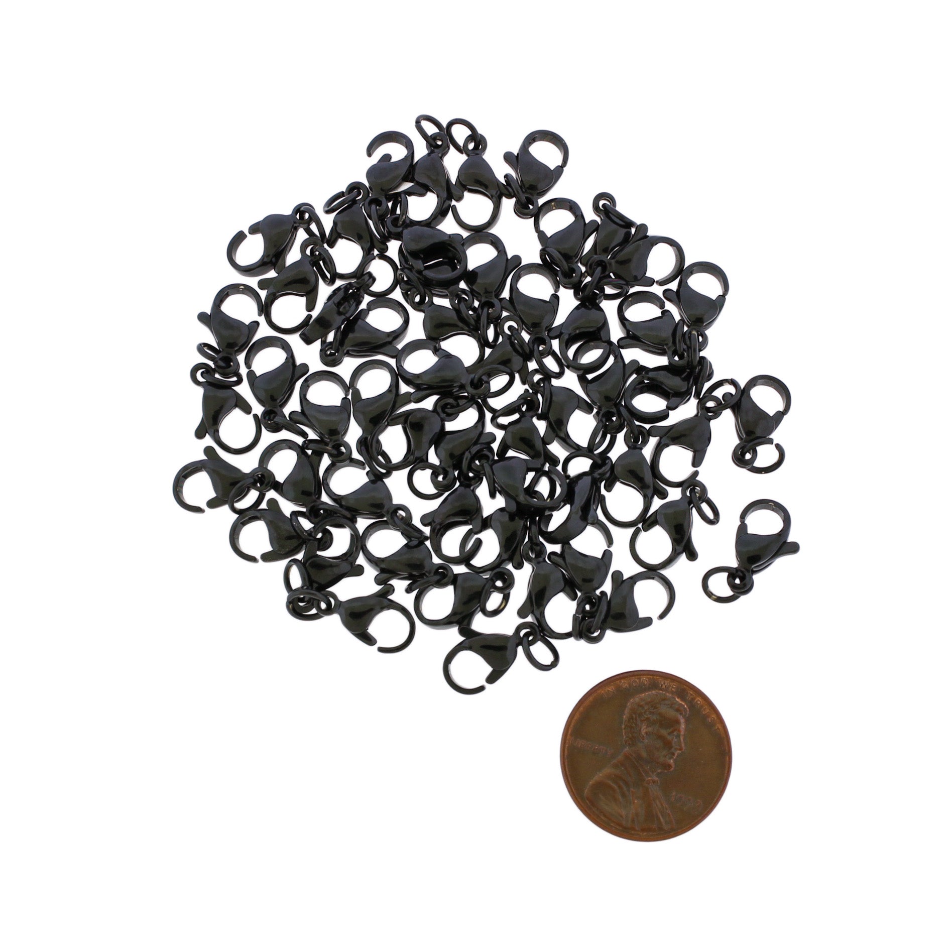 Fermoirs Homard Acier Inoxydable Noir 12mm x 7mm - 10 Fermoirs - FF298