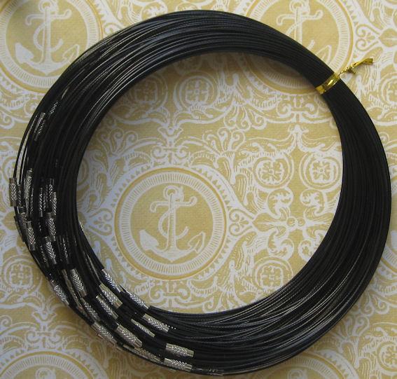 Black Steel Wire Bangle Chokers - 140mm - 10 Chokers - Z393