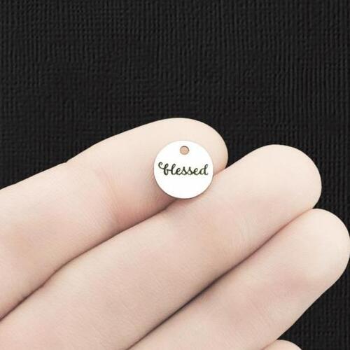 Blessed Stainless Steel 10mm Round Charms - BFS005-6107