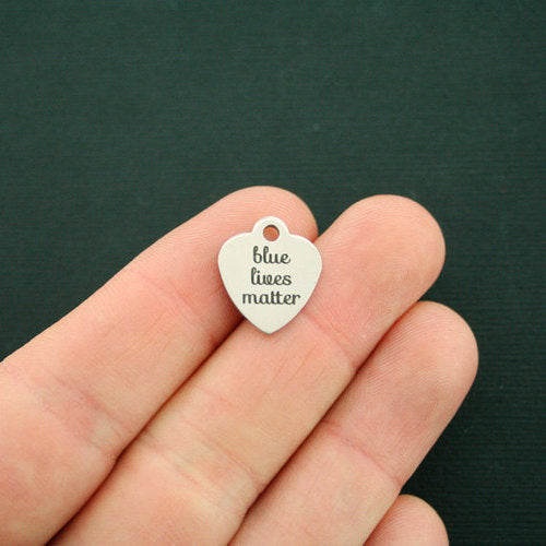Blue Lives Matter Petits Charms Coeur en Acier Inoxydable - BFS012-1811