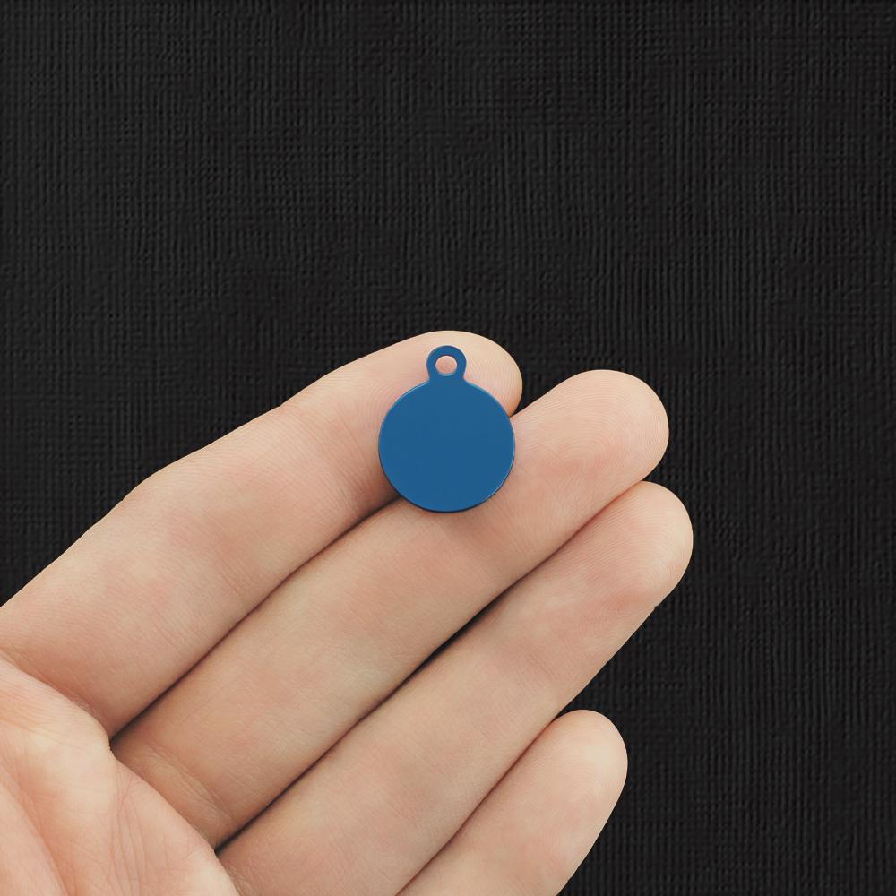 Blue Stainless Steel Letter Charms - Choose Your Initial & Quantity - Uppercase Alphabet - Smaller Size - ALPHA2600BFSBL-IND