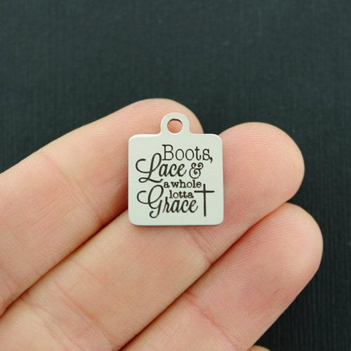 Boots, Lace Stainless Steel Charms - & a whole lotta Grace - BFS013-4197