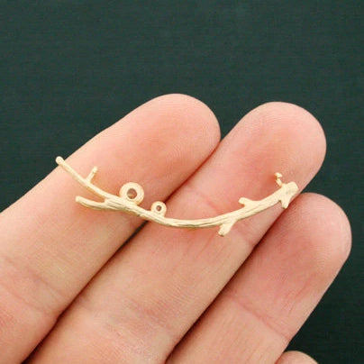 Branch Connector Gold Tone Charm With Inset Rhinestones - GC1062