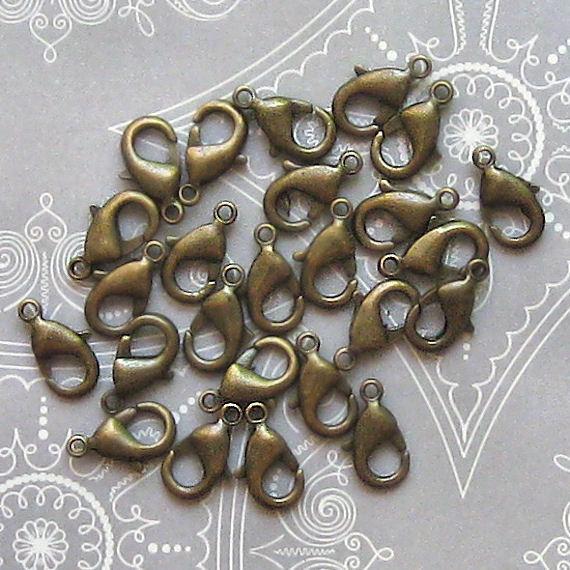 Bronze Tone Lobster Clasps 12mm x 7mm - 25 Clasps - FF215