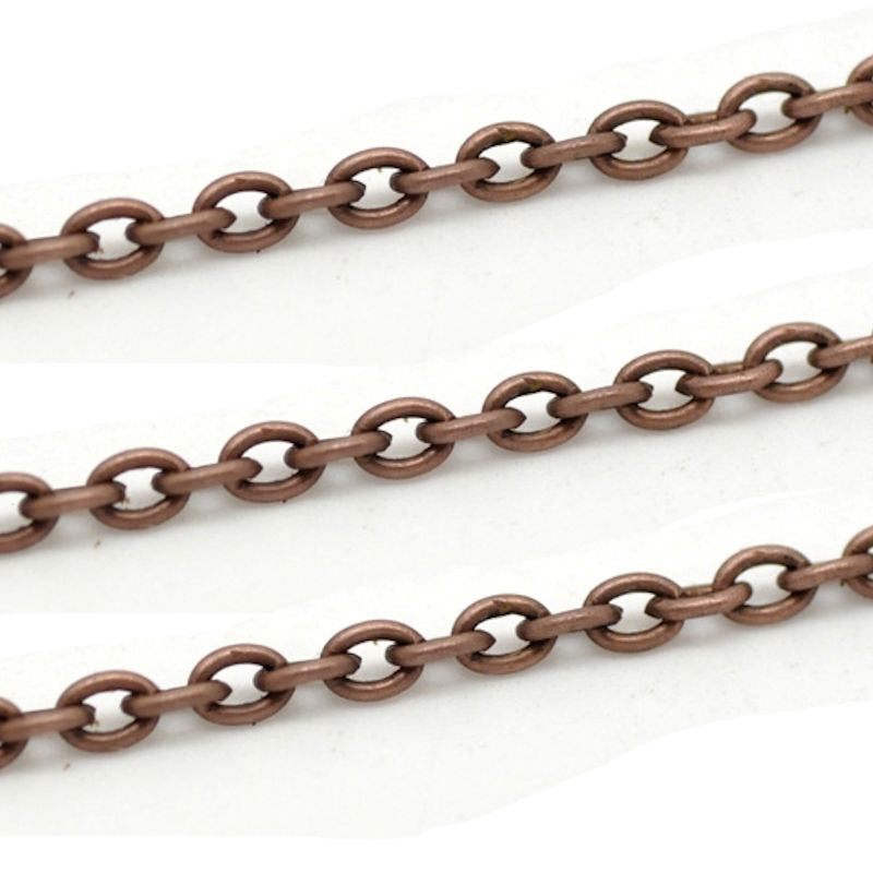 Bulk Antique Copper Tone Cable Chain 32ft - 2mm - FD029