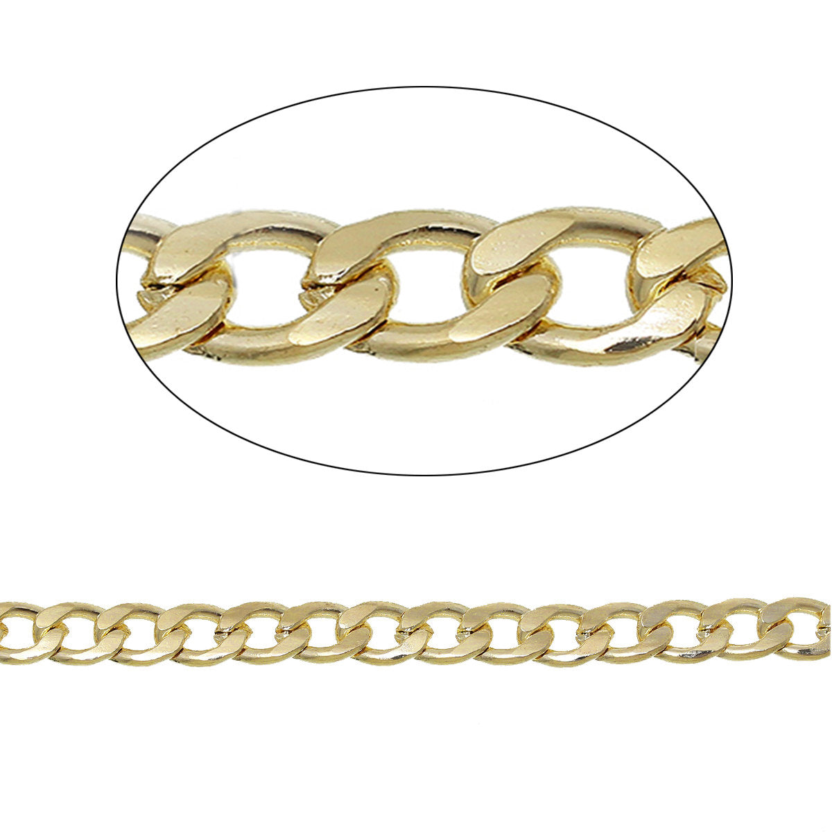 Chaîne gourmette dorée en vrac 6,5 pieds - 6 mm - FD266