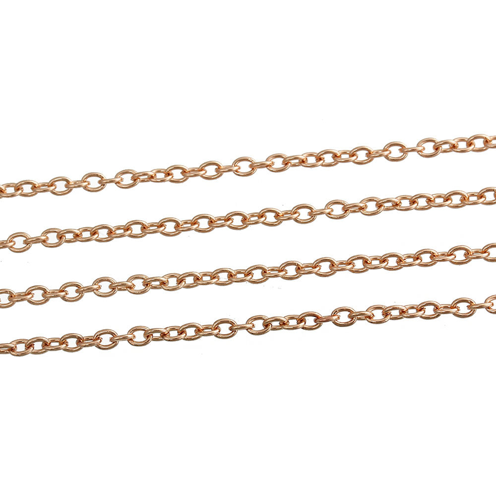 Bulk Rose Gold Tone Cable Chain 16ft - 2mm - FD659