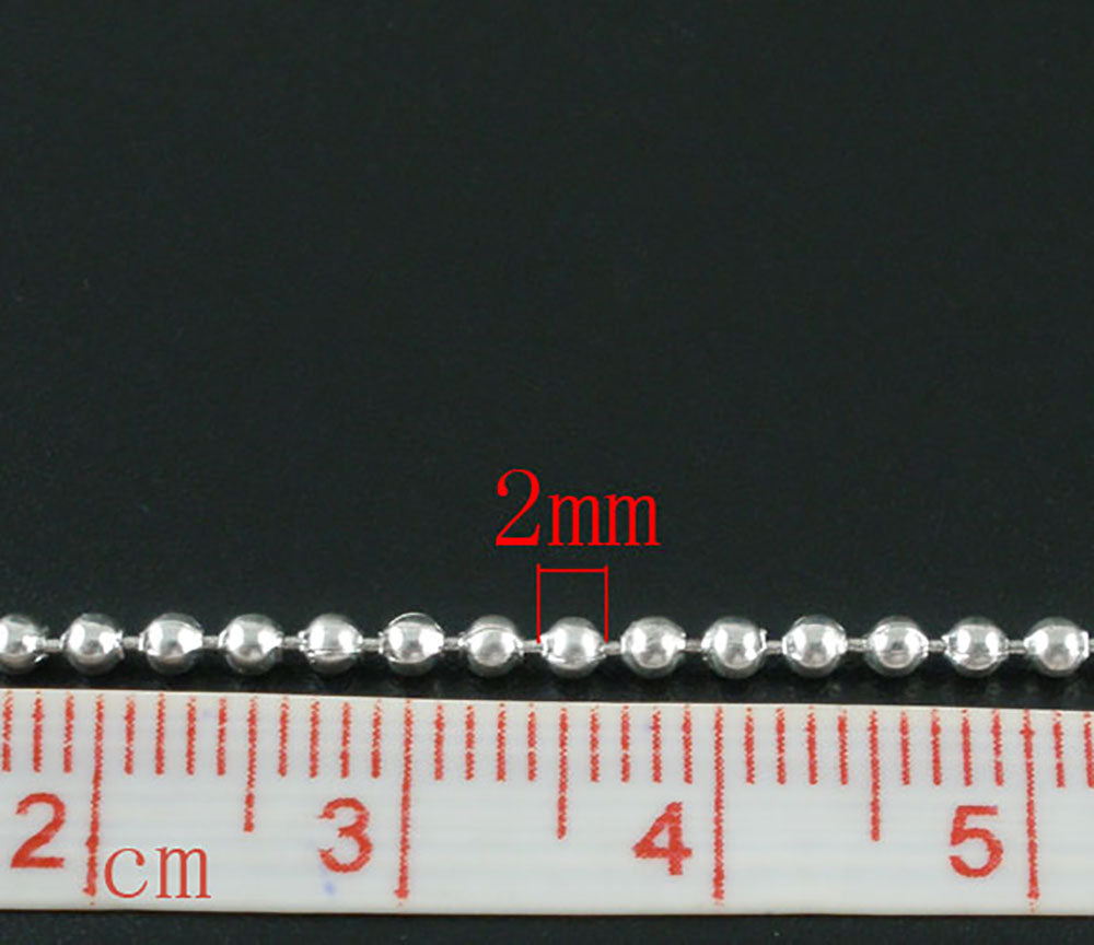 Chaîne à billes argentée en vrac 32 pieds - 2 mm - FD422
