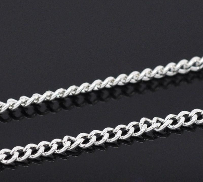 Bulk Silver Tone Curb Chain 32ft - 2mm - FD036