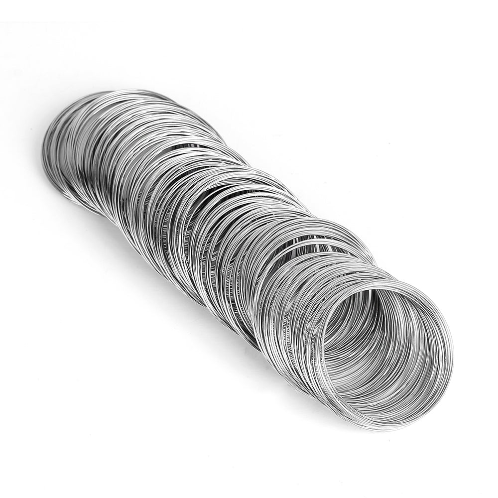 Bulk Silver Tone Memory Wire 45mm ID - 0.6mm - 300 Loops - Z297
