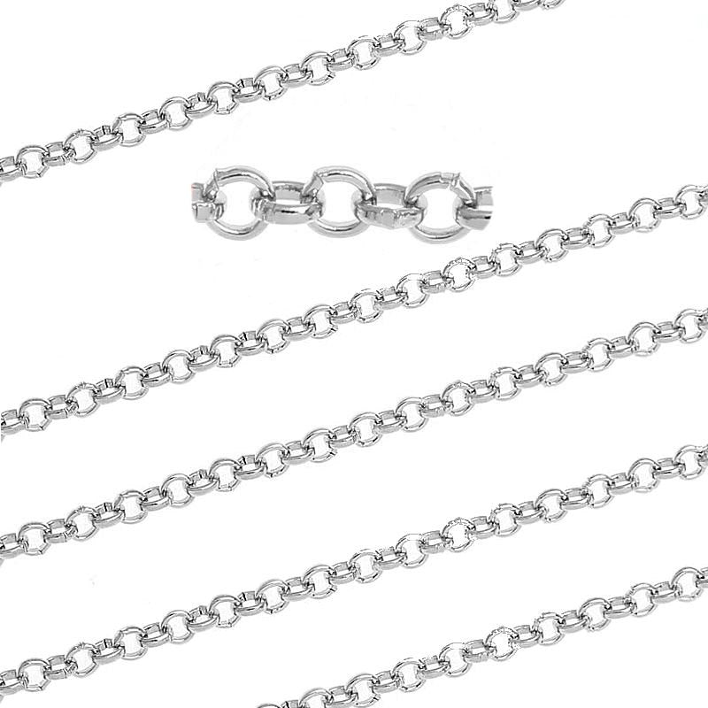 Bulk Silver Tone Rolo Chain 32ft - 2mm - FD106