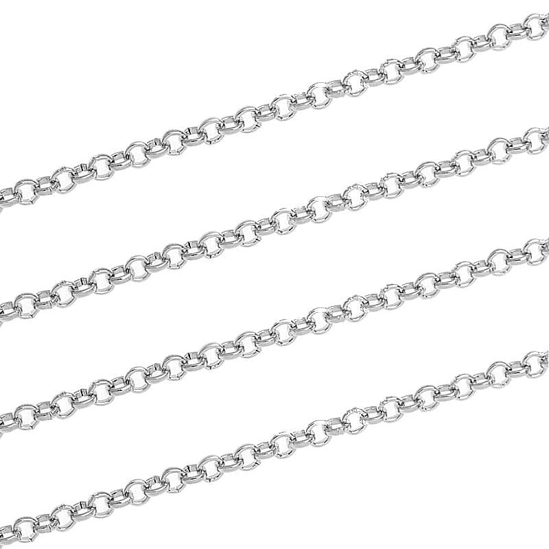 Bulk Silver Tone Rolo Chain 32ft - 2mm - FD106