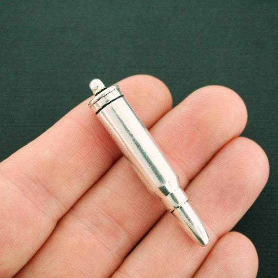 Bullet Antique Silver Tone Charm 3D - SC7553
