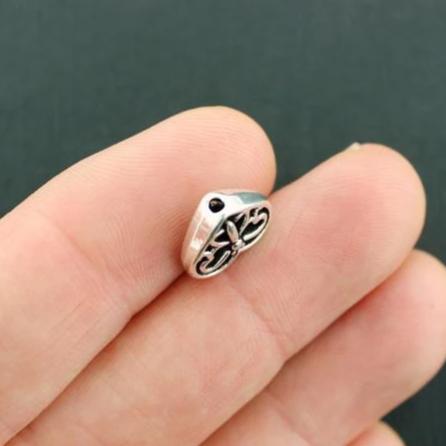 Butterfly Heart Spacer Beads 10mm x 12mm - Silver Tone - 15 Beads - SC7988