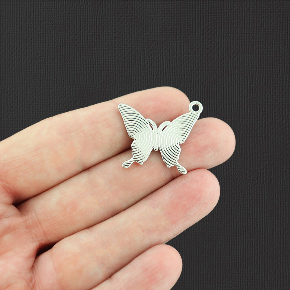 Butterfly Mood Change Silver Tone Enamel Charm - E990