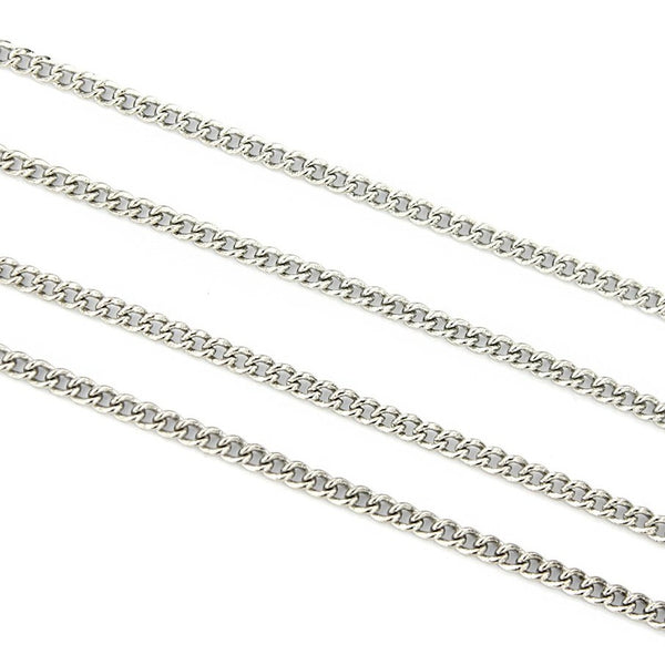 BULK Platinum Plated Curb Chain - 1.5mm - Choose Your Length - 1 Meter + - CH053