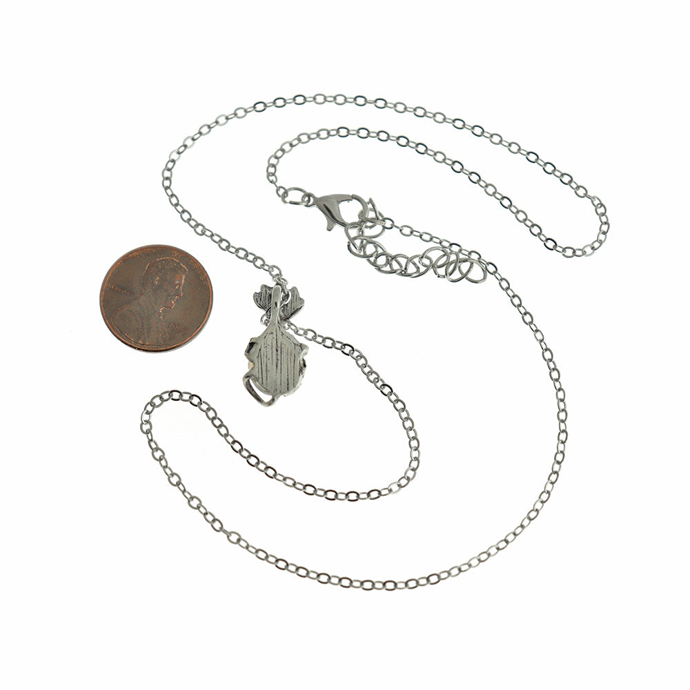 Cable Chain Necklace 17.75" With Imitation Moonstone Flower Pendant - 1 Necklace - Z202