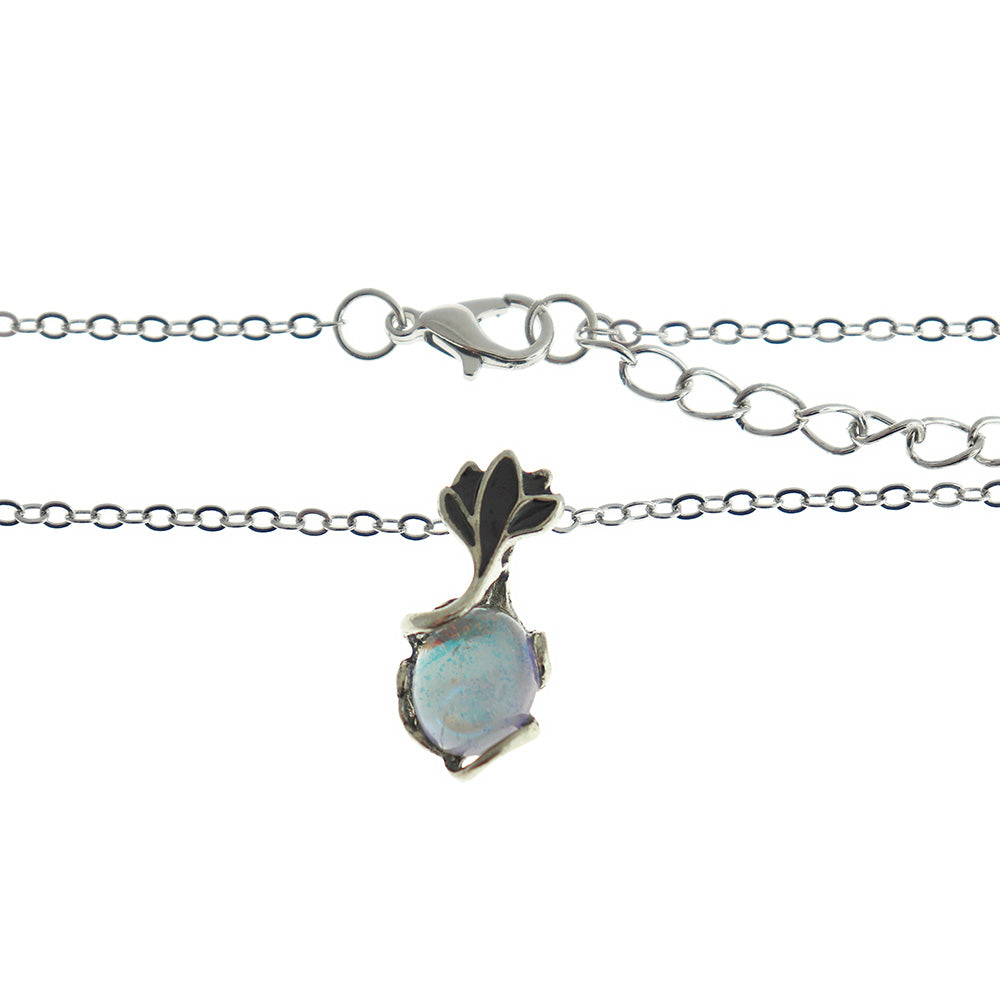 Cable Chain Necklace 17.75" With Imitation Moonstone Flower Pendant - 1 Necklace - Z202