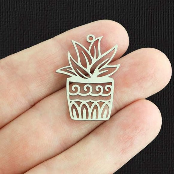 Cactus Stainless Steel Charm 2 Sided - SSP456