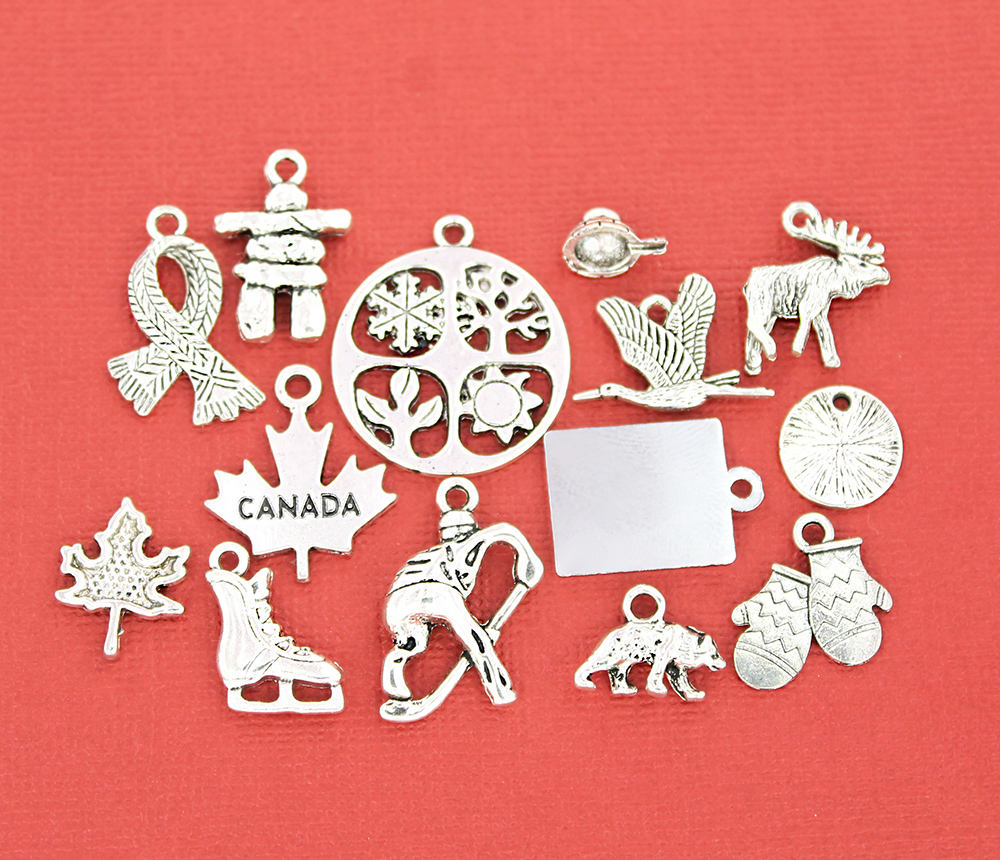 Canada Charm Collection Antique Silver Tone 14 Different Charms - COL026