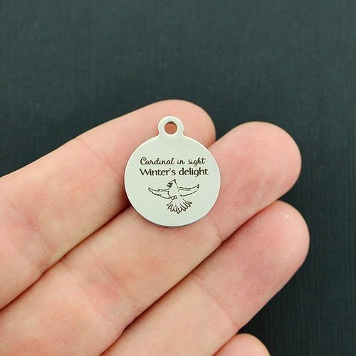 Cardinal in Sight Stainless Steel Charms - Winter's Delight - BFS001-3305