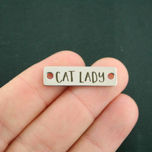 Cat Lady Stainless Steel Connector Charms - BFS016-7319