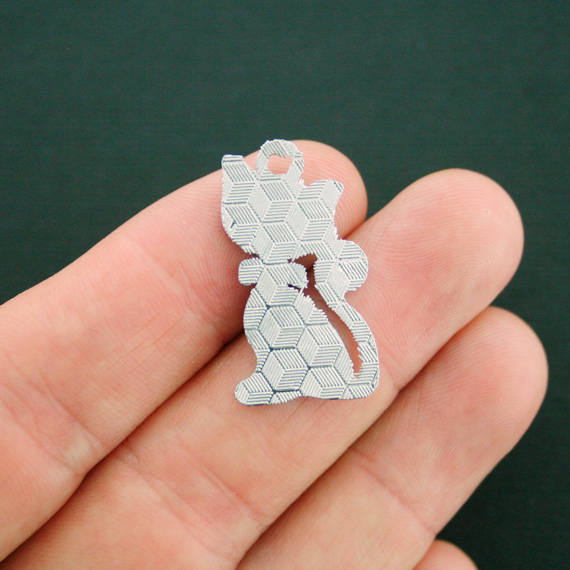 Charm émail argenté chat - E291