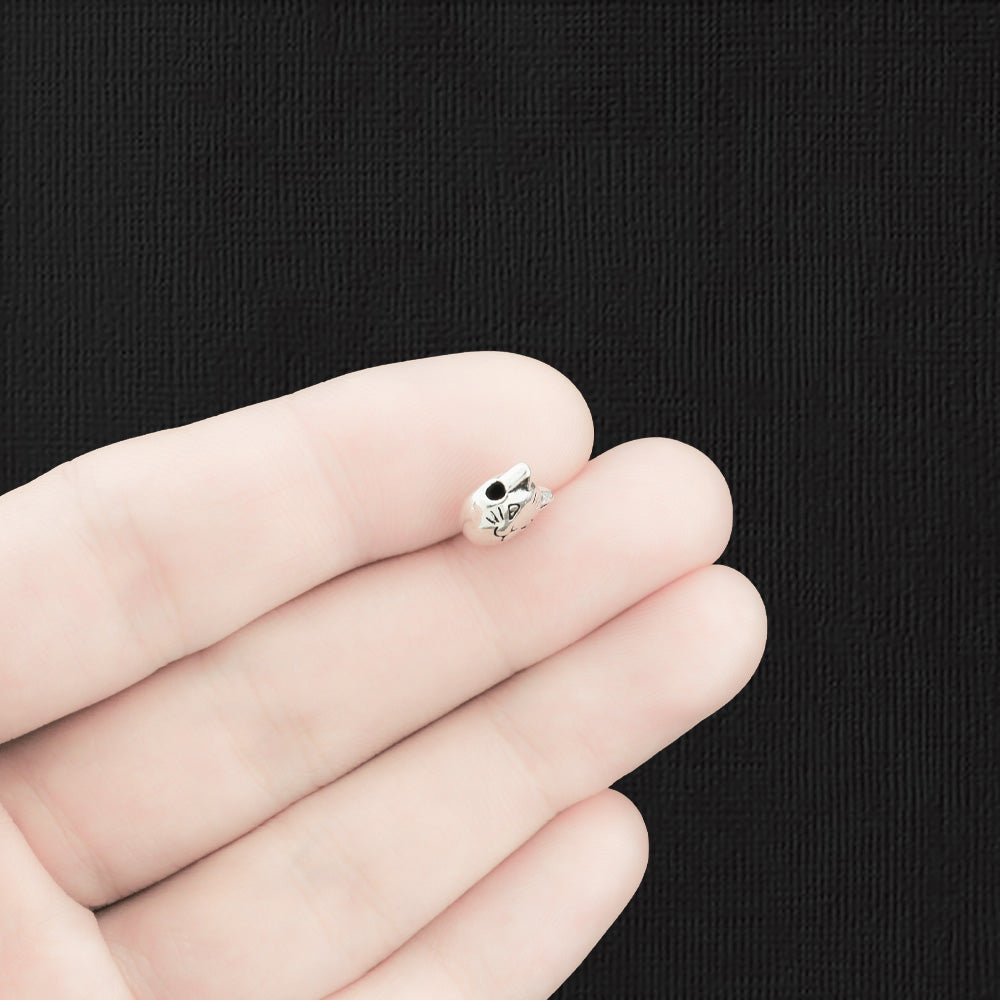 Cat Spacer Beads 8mm x 5mm - Antique Silver Tone - 15 Beads - SC1845