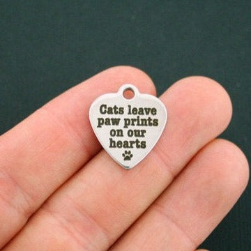 Cats Stainless Steel Charms - Leave paw prints on your heart - BFS011-1264
