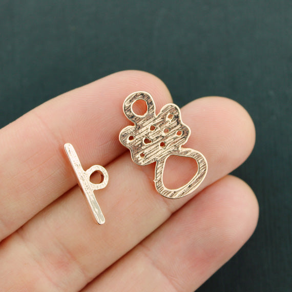 Celtic Knot Rose Gold Tone Toggle Clasps 24mm x 14mm - 2 Sets 4 Pieces - GC469
