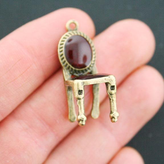 Chair Antique Bronze Tone Enamel Charm 3D - BC1464