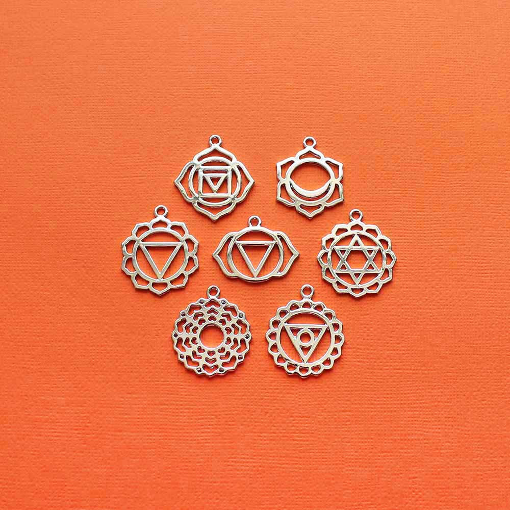 Chakra Charm Collection Silver Tone 7 breloques - COL349