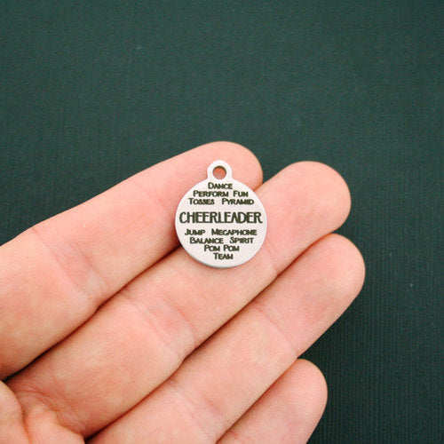 Cheerleader Word Collage Stainless Steel Charms - BFS001-1411