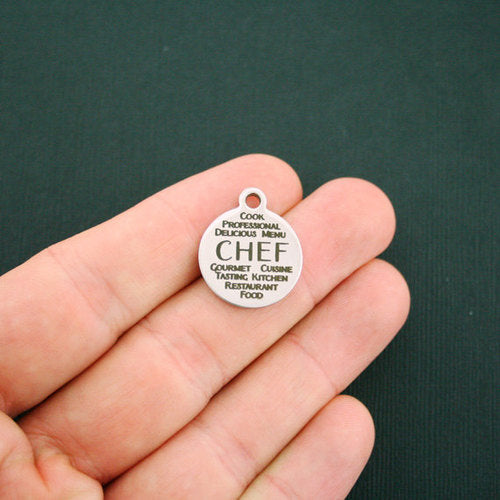 Chef Word Collage Stainless Steel Charms - BFS001-1412