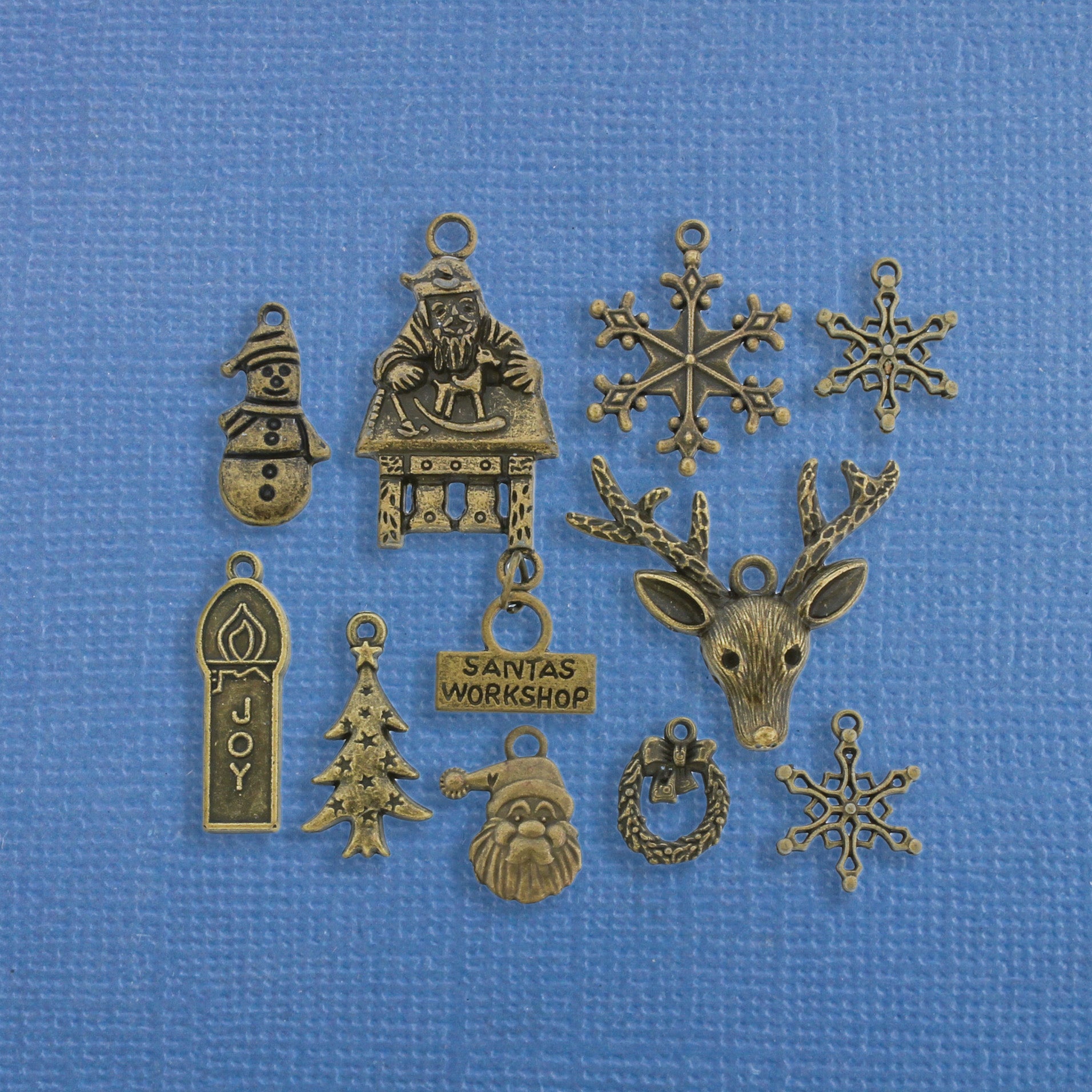 Collection de breloques de Noël ton bronze antique 10 breloques différentes - COL168