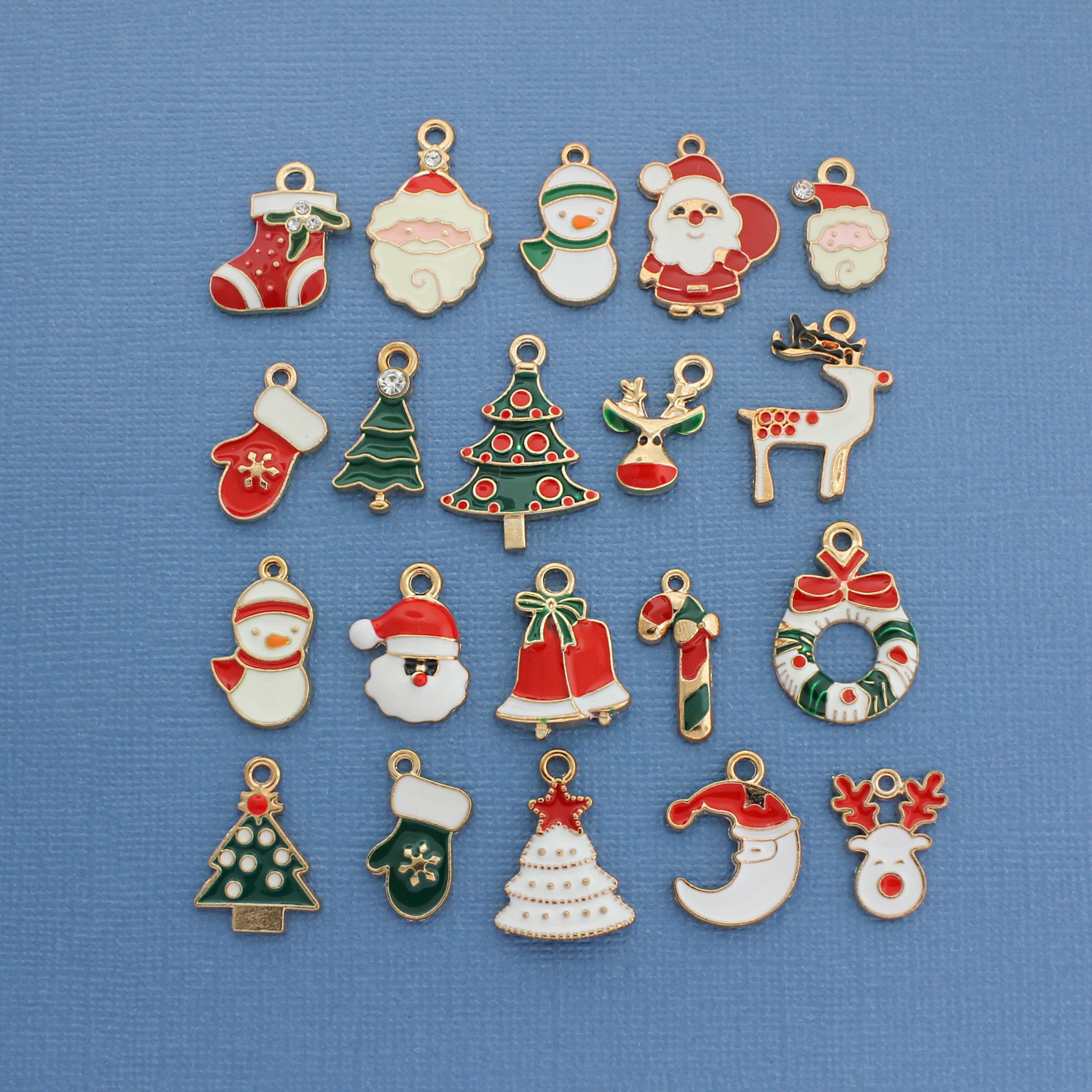 Christmas Charm Collection Gold Tone Enamel 20 Different Charms - COL379H