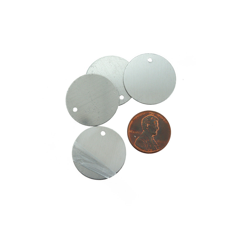 Ébauches d'estampage circulaires - Aluminium argenté - 1" - 23,5 mm - 10 étiquettes - MT129