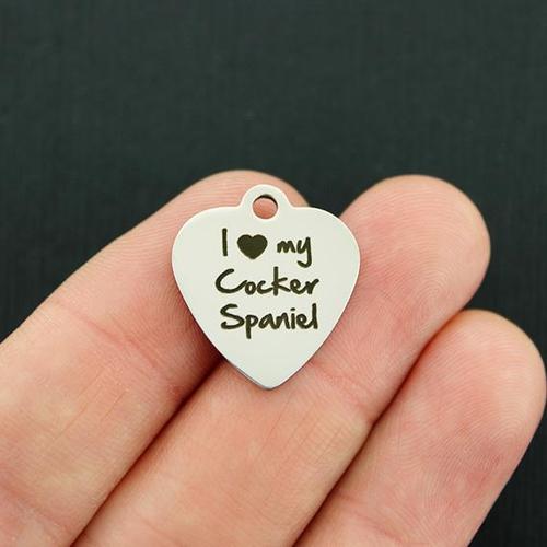 Cocker Spaniel Stainless Steel Charms - I love my - BFS011-2950