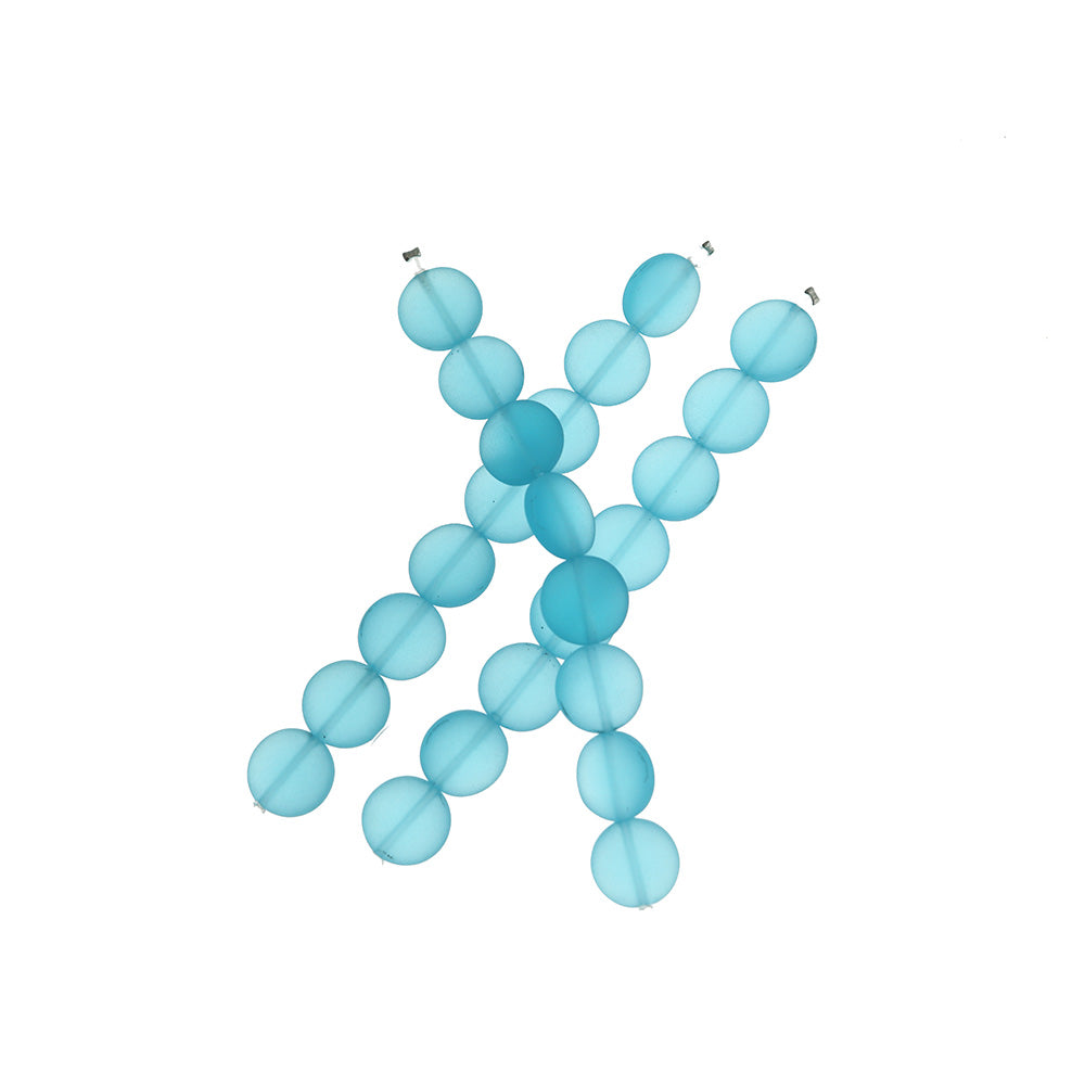 Coin Cultured Sea Glass Beads 12mm - 1 Strand 8 Beads - Choose Your Color!