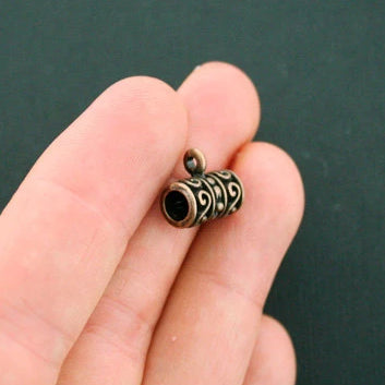 Column Bail Beads 12mm x 13mm - Antique Copper Tone - 8 Beads - BC1315
