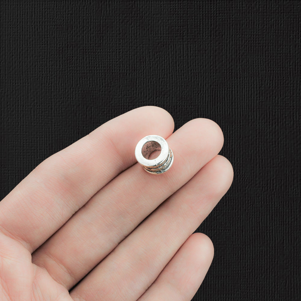 Column Spacer Beads 10mm x 8mm - Antique Silver Tone - 6 Beads - SC2391
