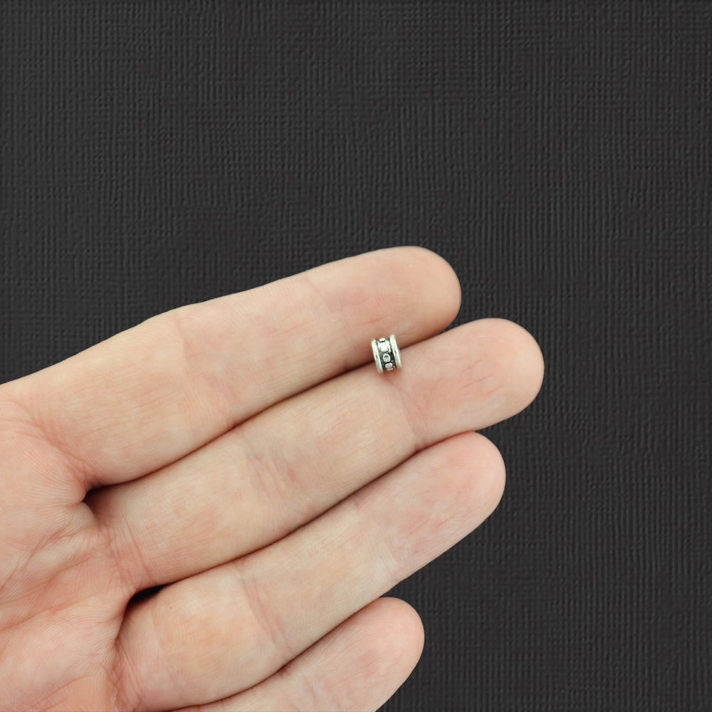 Perles d'espacement de colonne 6mm x 4mm - ton argent antique - 25 perles - SC3588
