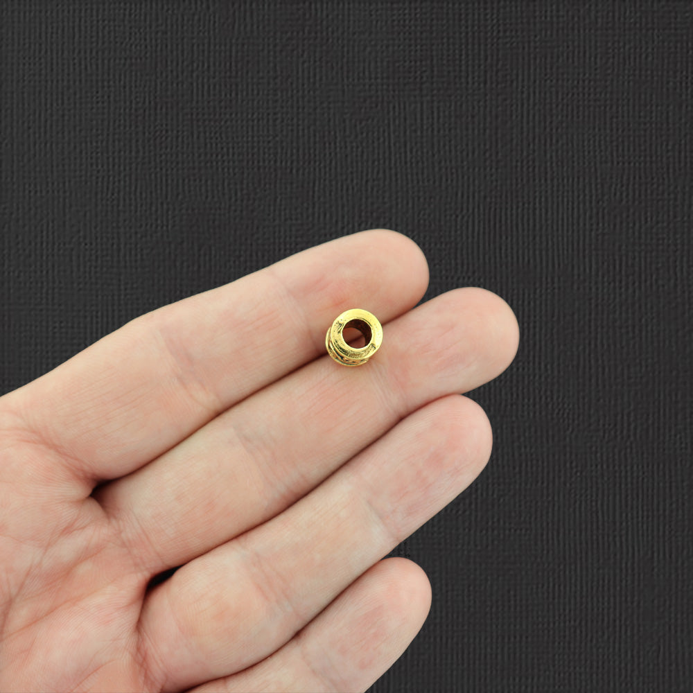 Column Spacer Beads 8.5mm - Antique Gold Tone - 15 Beads - GC124